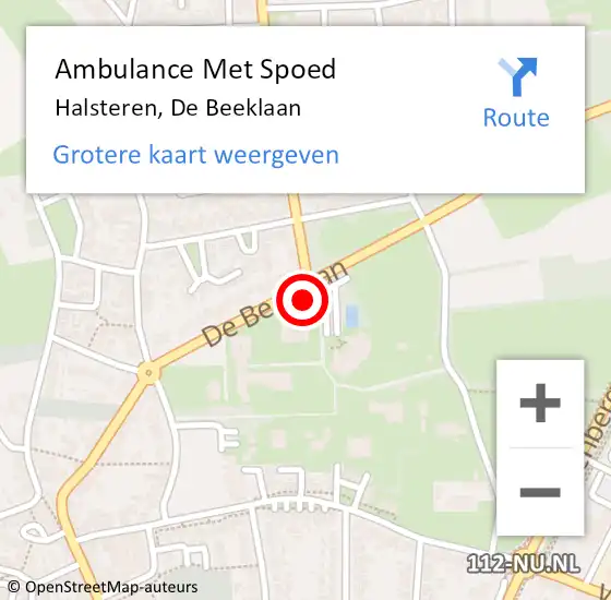 Locatie op kaart van de 112 melding: Ambulance Met Spoed Naar Halsteren, De Beeklaan op 20 oktober 2019 14:48