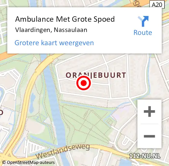 Locatie op kaart van de 112 melding: Ambulance Met Grote Spoed Naar Vlaardingen, Nassaulaan op 20 oktober 2019 15:14