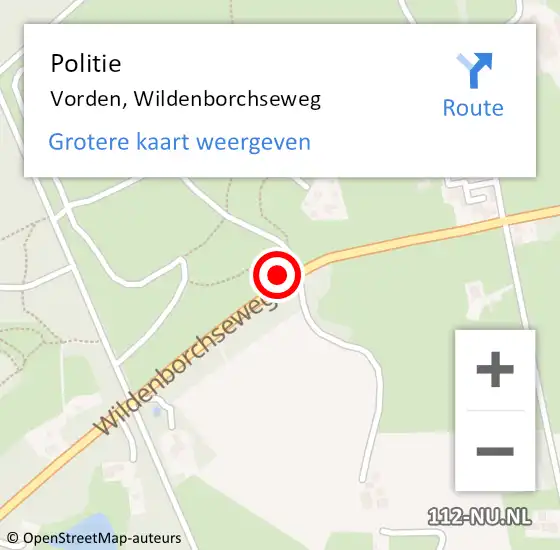 Locatie op kaart van de 112 melding: Politie Vorden, Wildenborchseweg op 20 oktober 2019 15:34