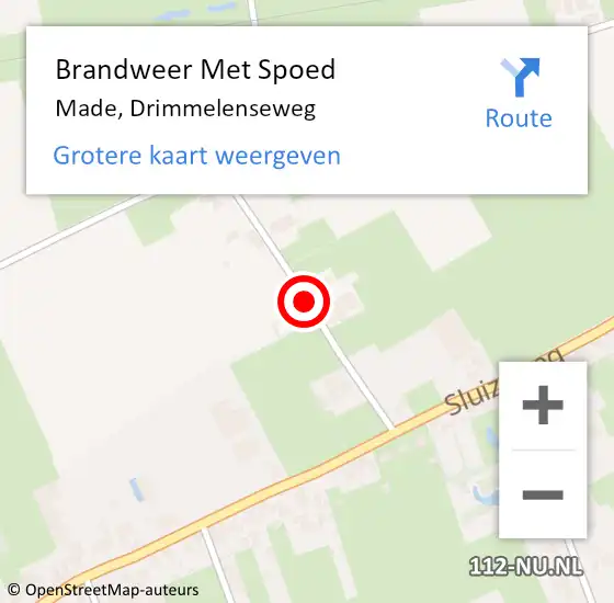 Locatie op kaart van de 112 melding: Brandweer Met Spoed Naar Made, Drimmelenseweg op 20 oktober 2019 15:41