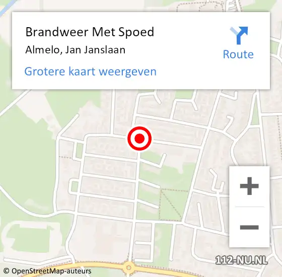 Locatie op kaart van de 112 melding: Brandweer Met Spoed Naar Almelo, Jan Janslaan op 20 oktober 2019 15:48