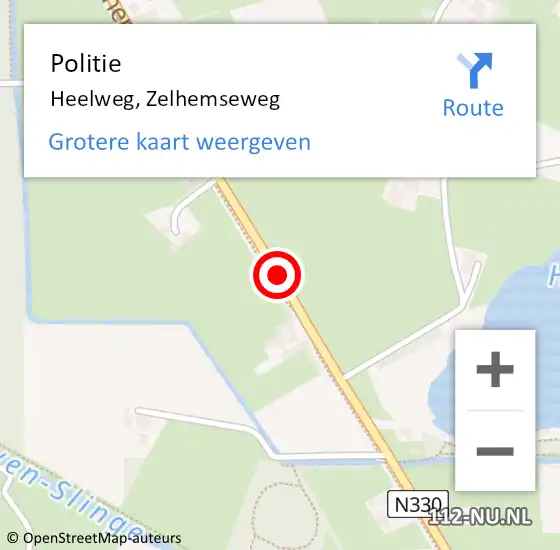 Locatie op kaart van de 112 melding: Politie Heelweg, Zelhemseweg op 20 oktober 2019 17:06