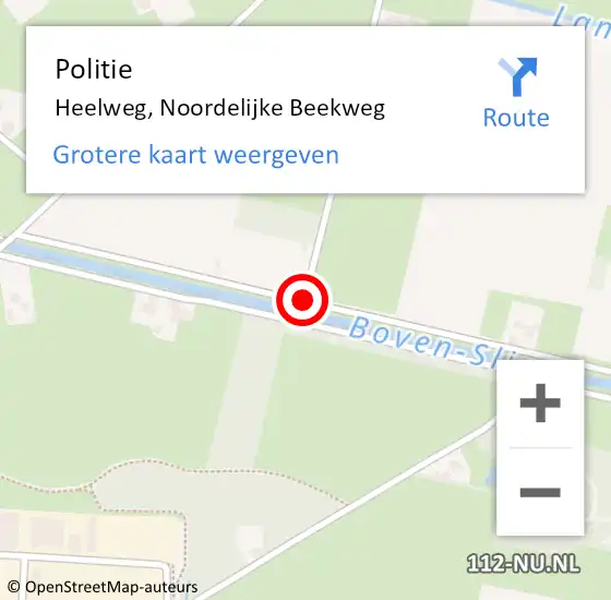 Locatie op kaart van de 112 melding: Politie Heelweg, Noordelijke Beekweg op 20 oktober 2019 17:06