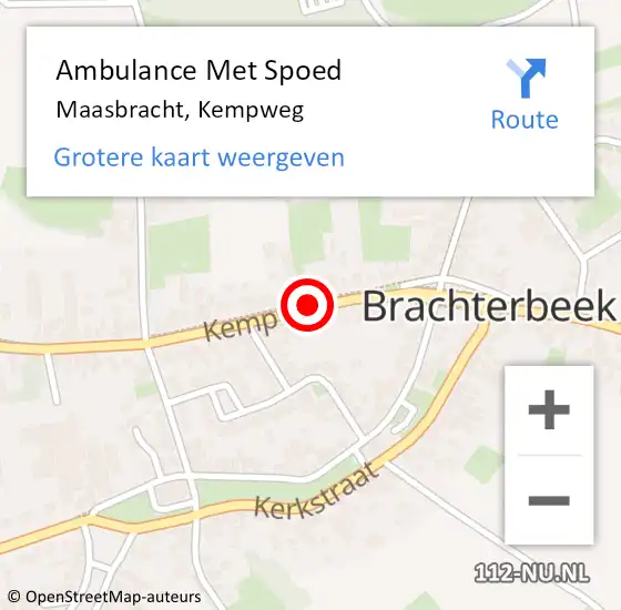 Locatie op kaart van de 112 melding: Ambulance Met Spoed Naar Maasbracht, Kempweg op 20 oktober 2019 17:29