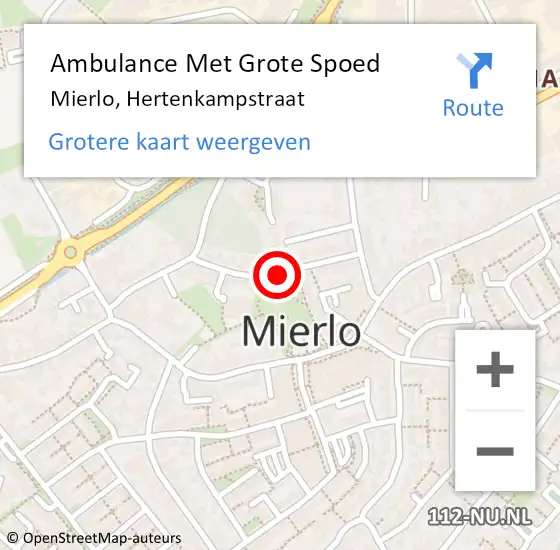 Locatie op kaart van de 112 melding: Ambulance Met Grote Spoed Naar Mierlo, Hertenkampstraat op 20 oktober 2019 17:44