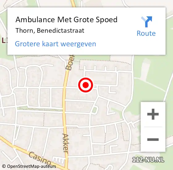 Locatie op kaart van de 112 melding: Ambulance Met Grote Spoed Naar Thorn, Benedictastraat op 20 oktober 2019 18:02