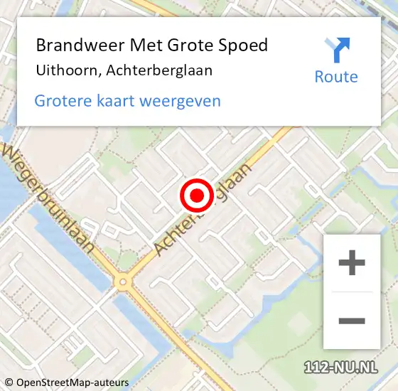 Locatie op kaart van de 112 melding: Brandweer Met Grote Spoed Naar Uithoorn, Achterberglaan op 20 oktober 2019 19:12