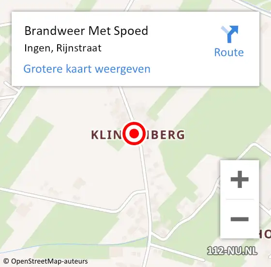 Locatie op kaart van de 112 melding: Brandweer Met Spoed Naar Ingen, Rijnstraat op 20 oktober 2019 19:25