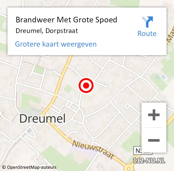 Locatie op kaart van de 112 melding: Brandweer Met Grote Spoed Naar Dreumel, Dorpstraat op 20 oktober 2019 21:31