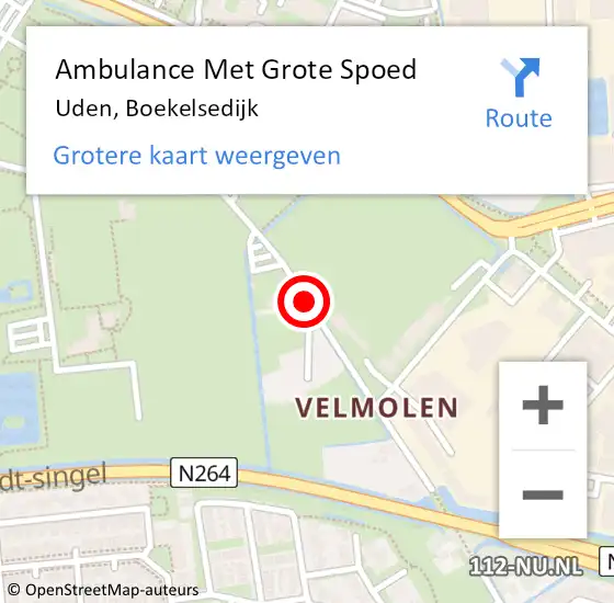 Locatie op kaart van de 112 melding: Ambulance Met Grote Spoed Naar Uden, Boekelsedijk op 21 oktober 2019 00:41