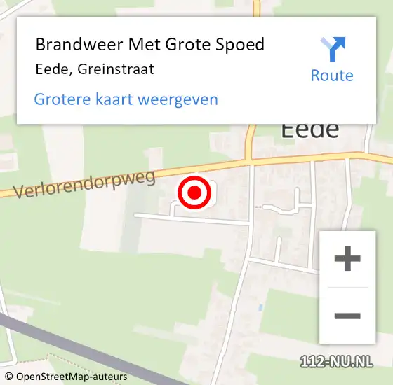 Locatie op kaart van de 112 melding: Brandweer Met Grote Spoed Naar Eede, Greinstraat op 21 oktober 2019 03:44