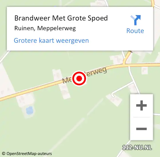 Locatie op kaart van de 112 melding: Brandweer Met Grote Spoed Naar Ruinen, Meppelerweg op 17 april 2014 11:05