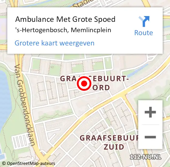 Locatie op kaart van de 112 melding: Ambulance Met Grote Spoed Naar 's-Hertogenbosch, Memlincplein op 21 oktober 2019 05:30