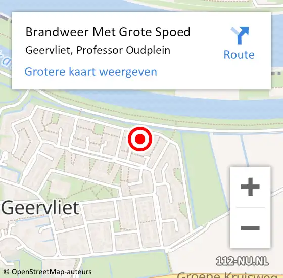 Locatie op kaart van de 112 melding: Brandweer Met Grote Spoed Naar Geervliet, Professor Oudplein op 21 oktober 2019 06:50