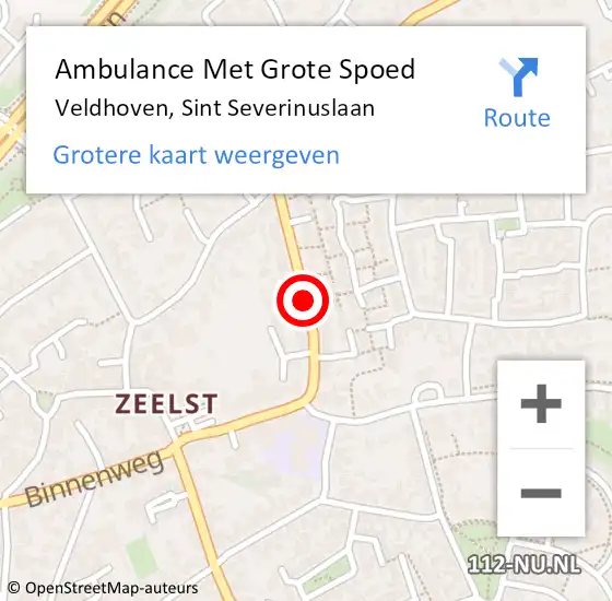 Locatie op kaart van de 112 melding: Ambulance Met Grote Spoed Naar Veldhoven, Sint Severinuslaan op 21 oktober 2019 07:15