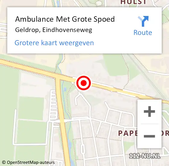 Locatie op kaart van de 112 melding: Ambulance Met Grote Spoed Naar Geldrop, Eindhovenseweg op 21 oktober 2019 07:24