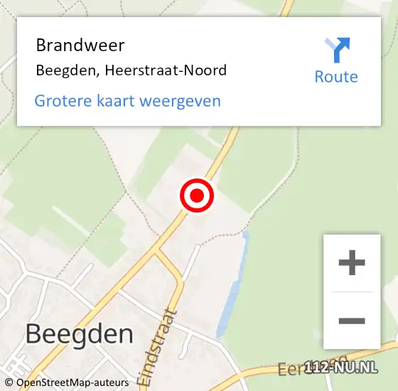 Locatie op kaart van de 112 melding: Brandweer Beegden, Heerstraat-Noord op 21 oktober 2019 07:46