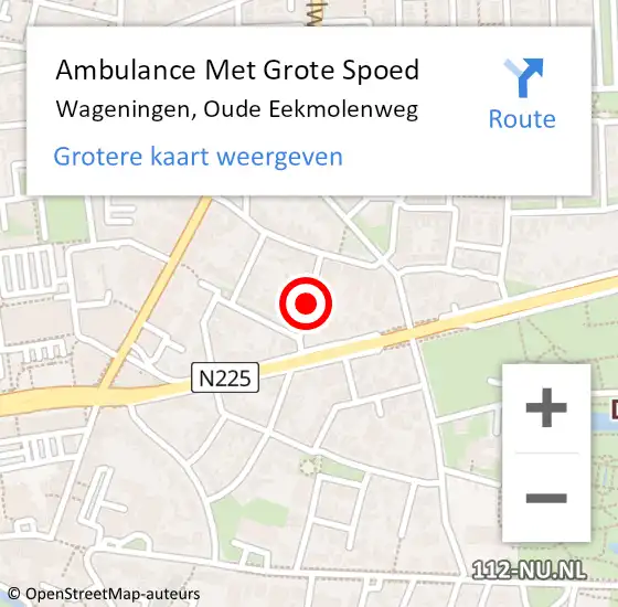 Locatie op kaart van de 112 melding: Ambulance Met Grote Spoed Naar Wageningen, Oude Eekmolenweg op 21 oktober 2019 07:58