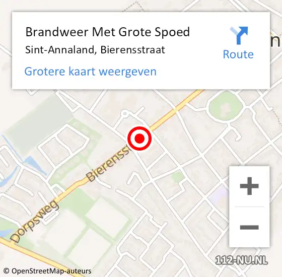 Locatie op kaart van de 112 melding: Brandweer Met Grote Spoed Naar Sint-Annaland, Bierensstraat op 21 oktober 2019 08:05