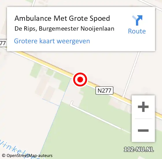 Locatie op kaart van de 112 melding: Ambulance Met Grote Spoed Naar De Rips, Burgemeester Nooijenlaan op 21 oktober 2019 08:35