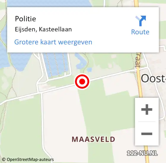 Locatie op kaart van de 112 melding: Politie Eijsden, Kasteellaan op 21 oktober 2019 08:53