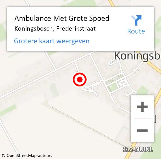 Locatie op kaart van de 112 melding: Ambulance Met Grote Spoed Naar Koningsbosch, Frederikstraat op 21 oktober 2019 08:59