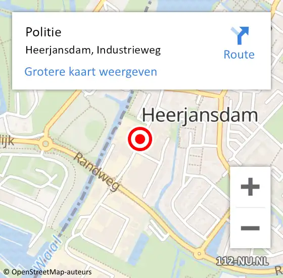 Locatie op kaart van de 112 melding: Politie Heerjansdam, Industrieweg op 21 oktober 2019 09:50