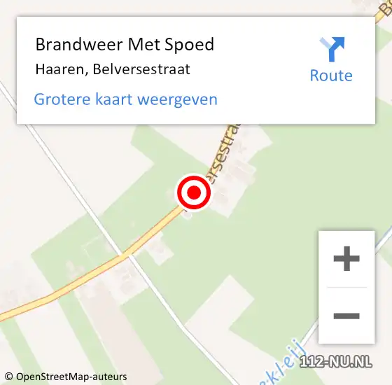 Locatie op kaart van de 112 melding: Brandweer Met Spoed Naar Haaren, Belversestraat op 21 oktober 2019 10:49