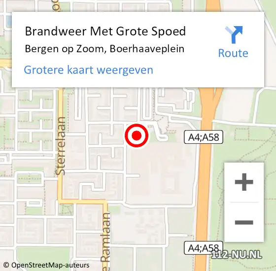 Locatie op kaart van de 112 melding: Brandweer Met Grote Spoed Naar Bergen op Zoom, Boerhaaveplein op 21 oktober 2019 11:21