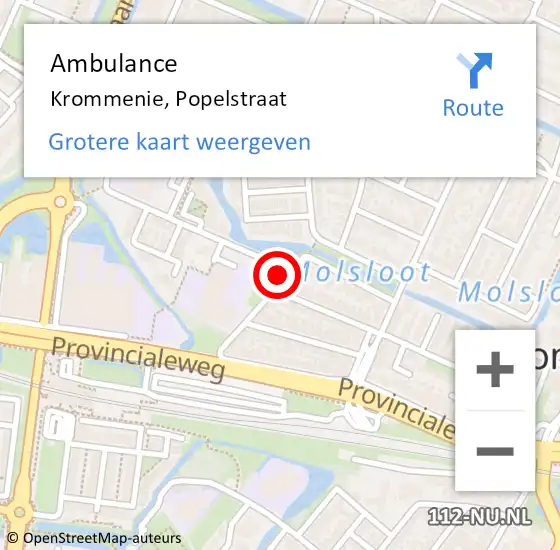 Locatie op kaart van de 112 melding: Ambulance Krommenie, Popelstraat op 21 oktober 2019 11:28