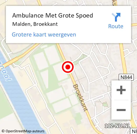 Locatie op kaart van de 112 melding: Ambulance Met Grote Spoed Naar Malden, Broekkant op 21 oktober 2019 11:29