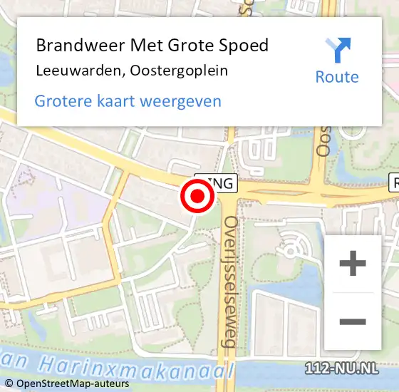 Locatie op kaart van de 112 melding: Brandweer Met Grote Spoed Naar Leeuwarden, Oostergoplein op 21 oktober 2019 11:41