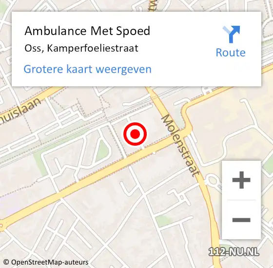 Locatie op kaart van de 112 melding: Ambulance Met Spoed Naar Oss, Kamperfoeliestraat op 21 oktober 2019 11:49