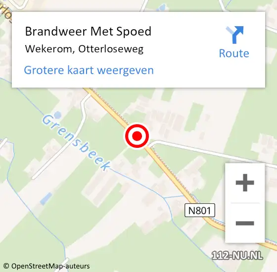 Locatie op kaart van de 112 melding: Brandweer Met Spoed Naar Wekerom, Otterloseweg op 21 oktober 2019 12:22