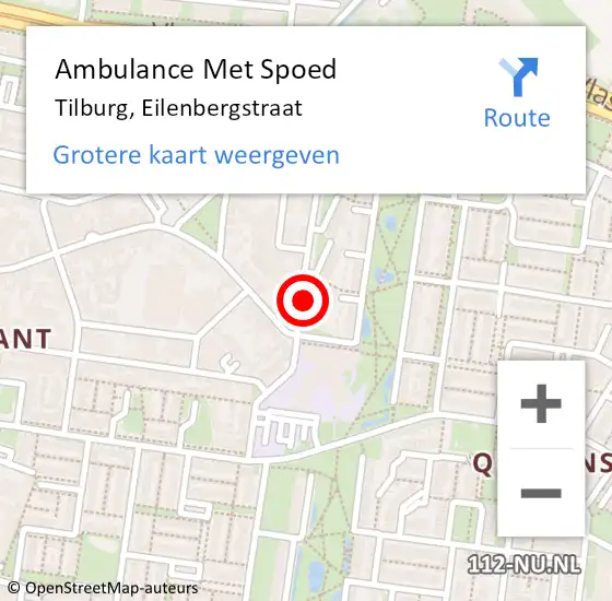 Locatie op kaart van de 112 melding: Ambulance Met Spoed Naar Tilburg, Eilenbergstraat op 21 oktober 2019 12:34