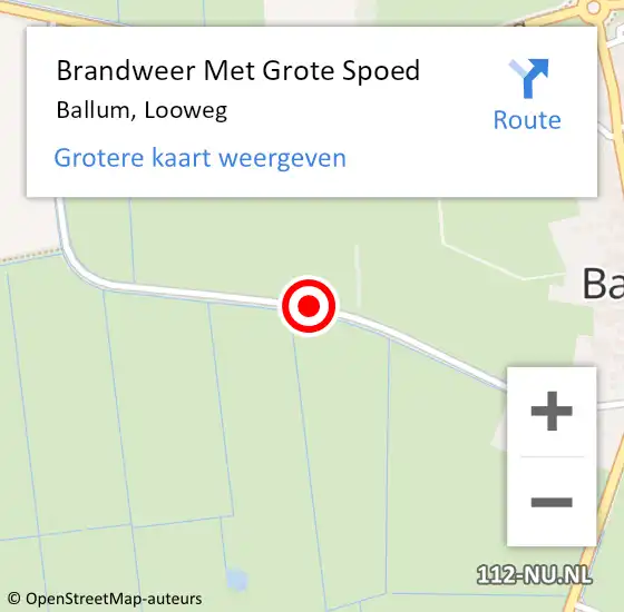 Locatie op kaart van de 112 melding: Brandweer Met Grote Spoed Naar Ballum, Looweg op 17 april 2014 11:47