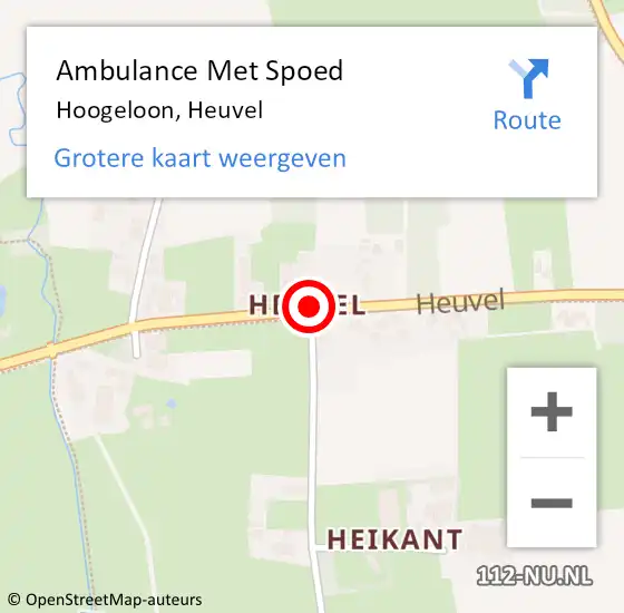Locatie op kaart van de 112 melding: Ambulance Met Spoed Naar Hoogeloon, Heuvel op 21 oktober 2019 13:54