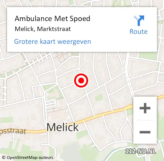 Locatie op kaart van de 112 melding: Ambulance Met Spoed Naar Melick, Marktstraat op 21 oktober 2019 13:58