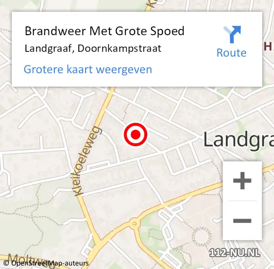Locatie op kaart van de 112 melding: Brandweer Met Grote Spoed Naar Landgraaf, Doornkampstraat op 21 oktober 2019 14:18