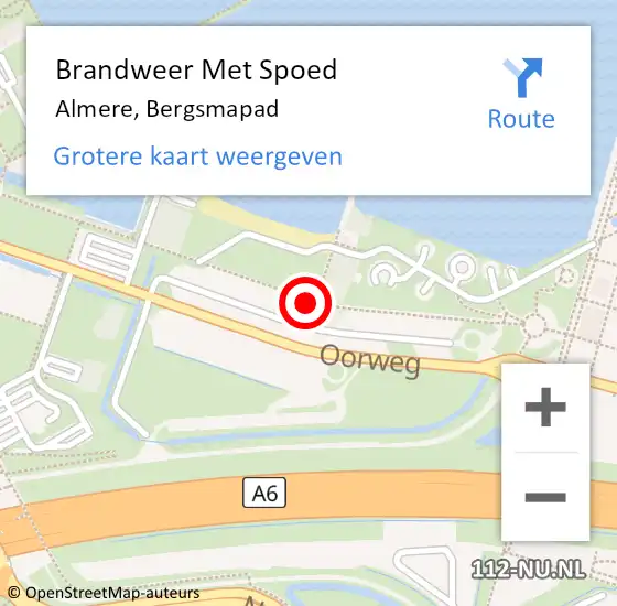 Locatie op kaart van de 112 melding: Brandweer Met Spoed Naar Almere, Bergsmapad op 21 oktober 2019 14:20