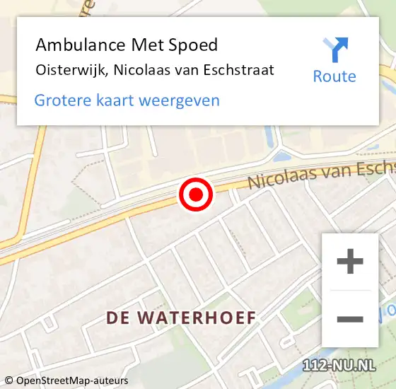 Locatie op kaart van de 112 melding: Ambulance Met Spoed Naar Oisterwijk, Nicolaas van Eschstraat op 21 oktober 2019 14:21