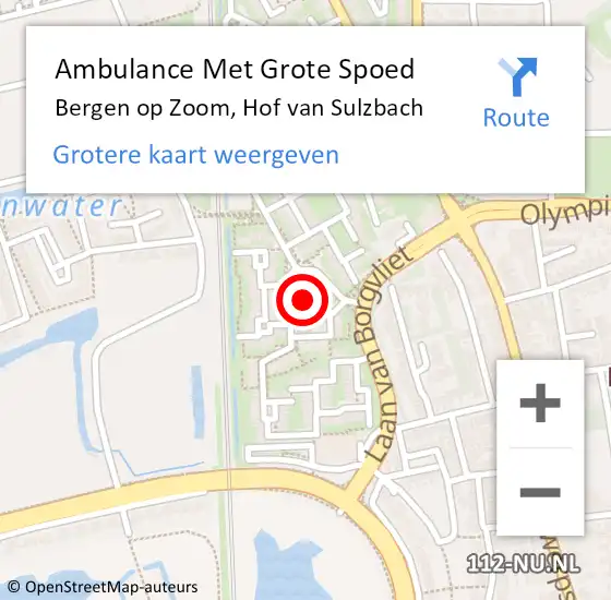 Locatie op kaart van de 112 melding: Ambulance Met Grote Spoed Naar Bergen op Zoom, Hof van Sulzbach op 21 oktober 2019 15:35