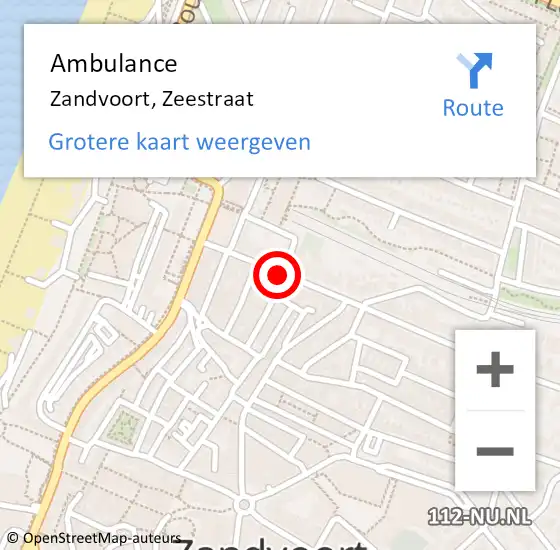 Locatie op kaart van de 112 melding: Ambulance Zandvoort, Zeestraat op 21 oktober 2019 15:35