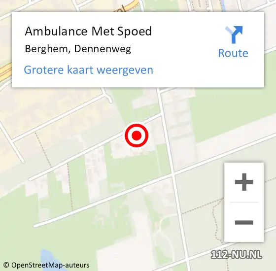 Locatie op kaart van de 112 melding: Ambulance Met Spoed Naar Berghem, Dennenweg op 21 oktober 2019 16:10