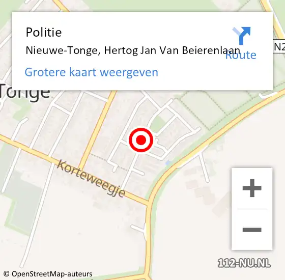 Locatie op kaart van de 112 melding: Politie Nieuwe-Tonge, Hertog Jan Van Beierenlaan op 21 oktober 2019 16:59