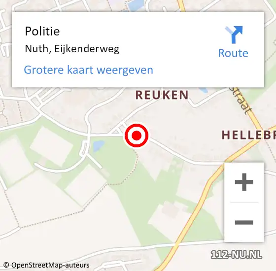 Locatie op kaart van de 112 melding: Politie Nuth, Eijkenderweg op 21 oktober 2019 18:20