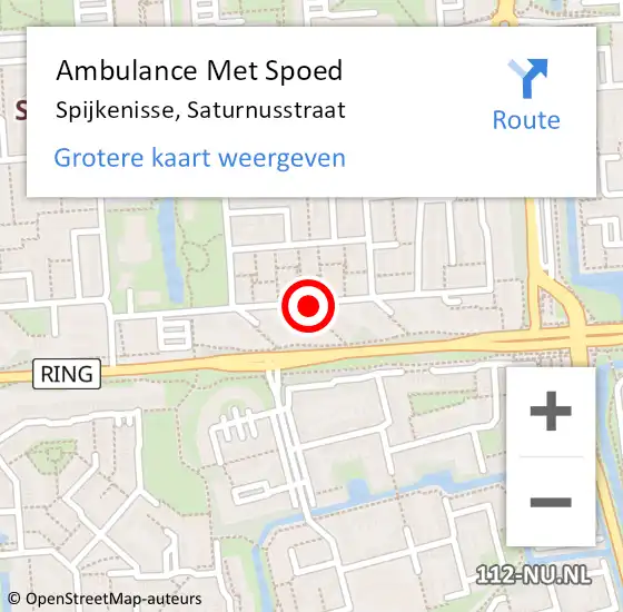 Locatie op kaart van de 112 melding: Ambulance Met Spoed Naar Spijkenisse, Saturnusstraat op 21 oktober 2019 18:35