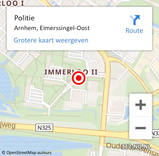Locatie op kaart van de 112 melding: Politie Arnhem, Eimerssingel-Oost op 21 oktober 2019 18:45