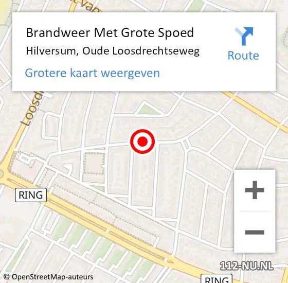 Locatie op kaart van de 112 melding: Brandweer Met Grote Spoed Naar Hilversum, Oude Loosdrechtseweg op 21 oktober 2019 18:54