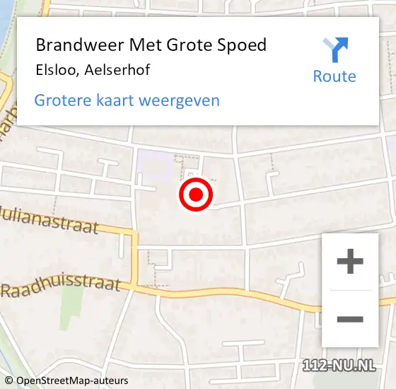 Locatie op kaart van de 112 melding: Brandweer Met Grote Spoed Naar Elsloo, Aelserhof op 21 oktober 2019 18:54